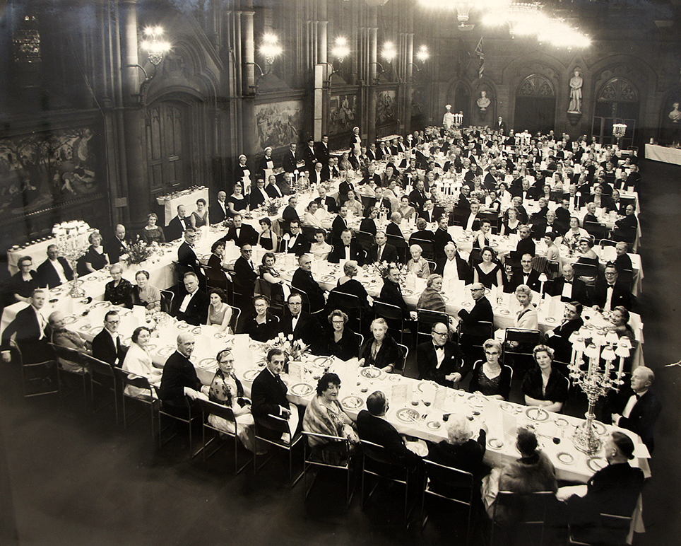 MAFA’s Centenary dinner at Manchester Town Hall with the Manchester Murals by Ford Madox Brown (1821–1893).